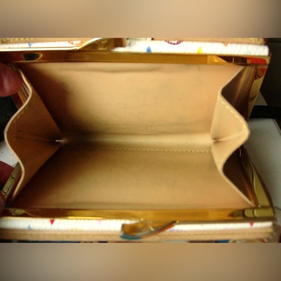 Auth Rare LOUIS VUITTON White Murakami Tresor Clutch Wallet Handbag Accessory LV - Picture 11 of 12